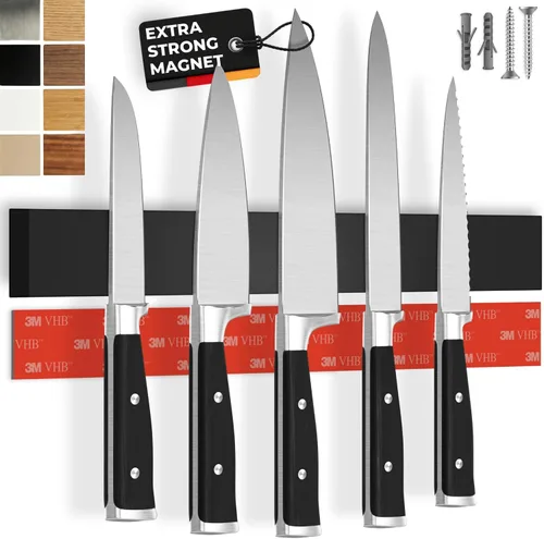 Miniatura 12 de Portacuchillos magnético para pared, 10" no requiere perforación, incluye cinta autoadhesiva, extra fuerte para sujetar cuchillos – Tira magnética
