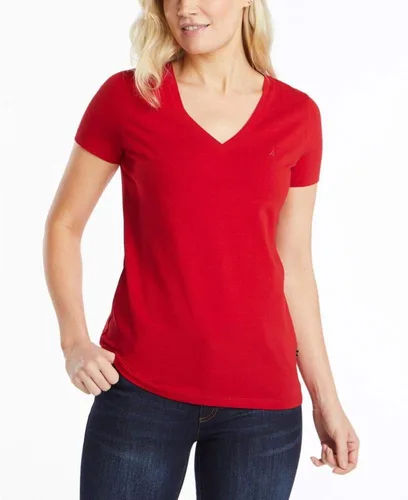 Miniatura 5 de Nautica Camiseta de algodón elástico súper suave con cuello en V para mujer