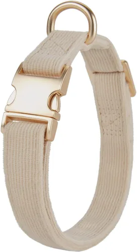 Miniatura 5 de Collar de perro de corduroy suave con hebilla de metal de alta calidad, para perros medianos. (Blanco, Mediano: 12-19")