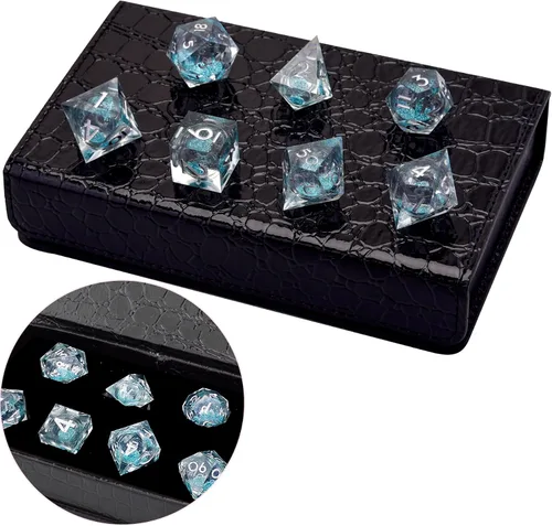 Miniatura 6 de AUSTOR Juego de dados DND de 7 troqueles de resina de borde afilado, dados poliédricos hechos a mano para juegos de mesa Dungeons and Dragons RPG