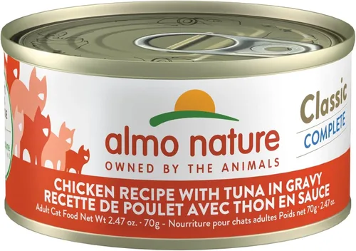 Miniatura 4 de almo nature Comida húmeda clásica para gatos, receta de pollo con brócoli en salsa, sin granos, sin OMG, sin colores ni sabores artificiales, 2.47