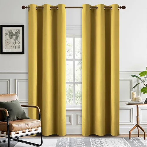 Miniatura 54 de DONREN Cortinas opacas de lino con aislamiento térmico de 52 x 95 pulgadas, cortinas de oscurecimiento de habitación con ojales para dormitorio