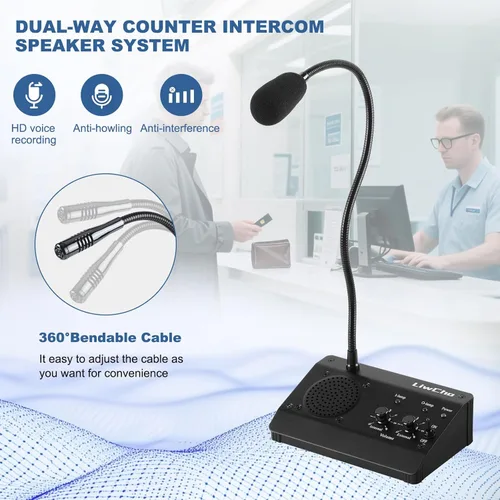 Miniatura 3 de Intercomunicador de ventana, sistema de altavoces de ventana de doble vía para negocios, banco, oficina, hospital, mostrador, tienda, estación