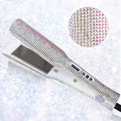 Miniatura 5 de Alisador de cabello con diamantes (480 ℉), plancha plana profesional de titanio, plancha plana de 1.75 pulgadas de ancho para cabello grueso, regalo