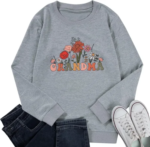 Miniatura 6 de MAXIMGR Sudadera de abuela para mujer, sudadera de cuello redondo Gigi, sudadera de nana, sudadera colorida para abuela con estampado floral