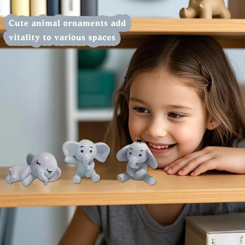 Miniatura 6 de Figuras miniatura de elefante, resina en miniatura, decoración de elefante, lindo adorno para tartas, figuras de animales pequeños, decoraciones