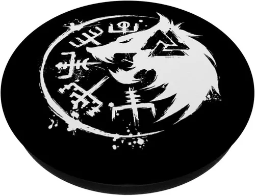 Miniatura 2 de Fenrir Wolf Fenris-Wolf – Viking Vegvisir Valknut PopSockets intercambiables PopGrip