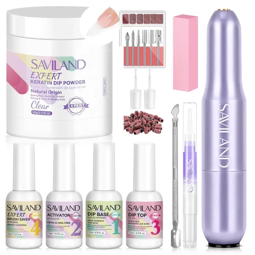 Miniatura 9 de SAVILAND Kit de iniciación de polvo de inmersión transparente para uñas: 2.12 oz 2.1 oz polvo de inmersión para uñas con polvo de inmersión