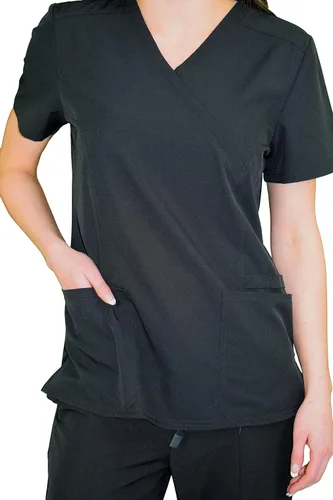 Miniatura 3 de Green Town Scrubs for Women - Mock Wrap V-Neck Scrub Top, 3 Pockets, Lightweight, Stretch Fabric, Easy Care