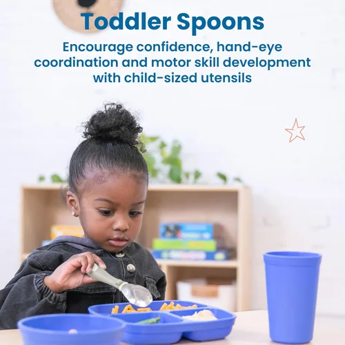 Miniatura 3 de ECR4Kids My First Meal Pal Cucharas de acero inoxidable, cubiertos para niños pequeños, blanco, gris claro, paquete de 3