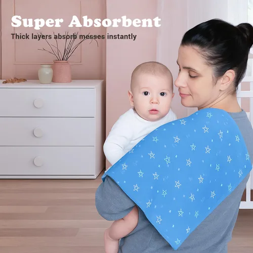 Miniatura 2 de Paños para eructos para niños y niñas, paquete de 7 unidades, grandes, 100% algodón, trapos extraabsorbentes de doble capa, color azul Azul Galaxia