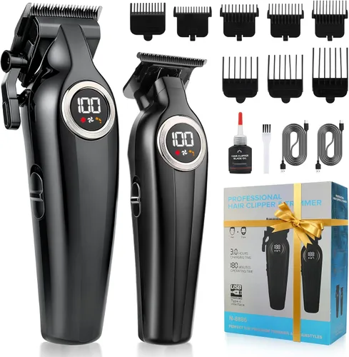 Miniatura 11 de Suttik Cortapelos para hombres profesionales, recortadora de barba inalámbrica y afeitadoras eléctricas para hombres, cortapelos y kit de 2-Dorado
