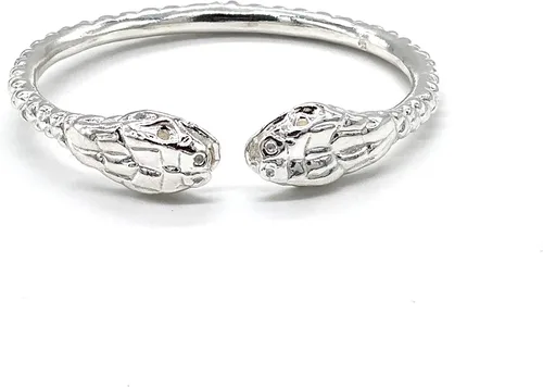 Miniatura 2 de BETTER JEWELRY Brazalete grueso de plata de ley 925 con extremos de serpiente occidental, un brazalete, Plata de ley