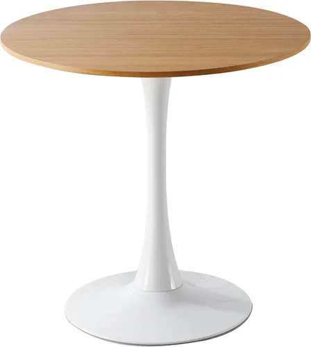 Miniatura 16 de Mesa de comedor redonda de 31.5 pulgadas, mesa de tulipanes de mediados de siglo con base de pedestal de metal, mesa de ocio moderna para espacios