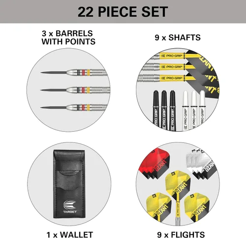 Miniatura 5 de Target Darts Gabriel Clemens Tungsten Steel Tip Darts Set - 9 Pro Grip Shafts - 9 Pro Ultra Flights – Dart Wallet - Dart Counter App Coupon Bundle