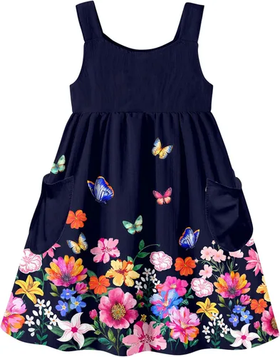 Miniatura 33 de Vieille Vestido sin mangas para niñas pequeñas, lindo vestido de verano con bolsillo, 2-7 años