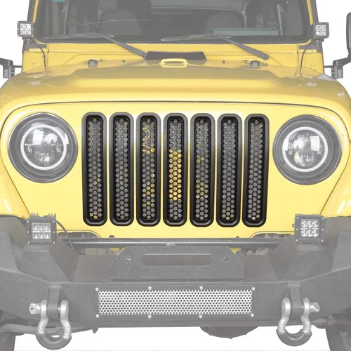 Miniatura 7 de Hooke Road Wrangler - Cubierta protectora de rejilla frontal con clip, color negro mate para Jeep Wrangler TJ & Unlimited 1997-2006 (paquete de 7)