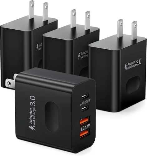 Miniatura 11 de [Paquete de 2] Bloque de cargador USB C, cargador de pared USBC de 40 W, 4 puertos, carga rápida, adaptador de corriente USB-C dual + enchufe