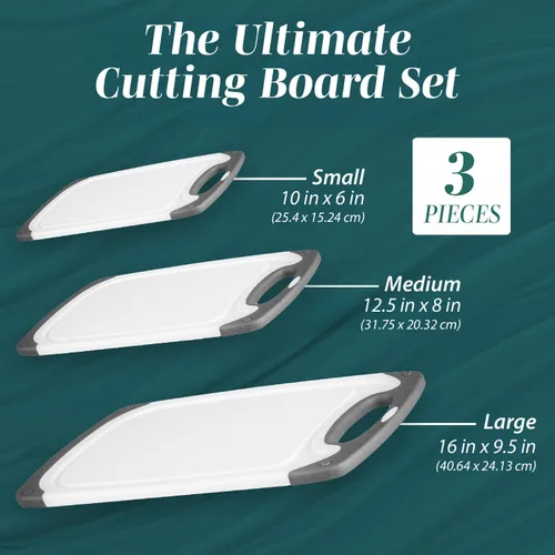 Miniatura 6 de Tablas de cortar para cocina, tabla de cortar sin BPA, diferentes tamaños y asas antideslizantes, juego de tablas de cortar reversibles, grandes