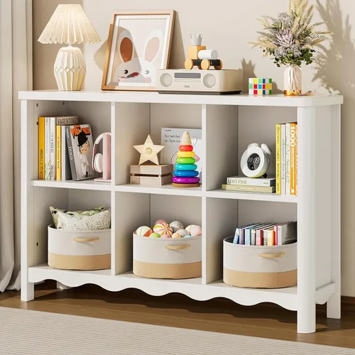ONBRILL Estante Organizador de Almacenamiento de 6 Cubos, Estantería y Organizador de Almacenamiento de Juguetes para Habitaciones de Niños, Estante