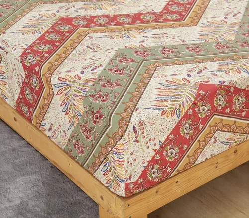 Miniatura 6 de DaDalogy Bedding - Sábana bajera ajustable con diseño floral botánico con funda de almohada, patrón de filigrana de cachemira cheurón bohemio