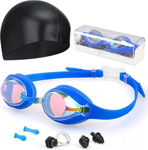 Miniatura 14 de Gafas de natación para niños, antivaho y protección UV con gorro de natación para niños de 3 a 15 años