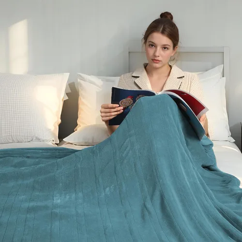 Miniatura 24 de Manta Eléctrica Térmica de Franela y Sherpa 50"x60" Tamaño Throw - 4 Niveles de Calor, Apagado Automático 10H, Calentamiento Rápido, Acogedora
