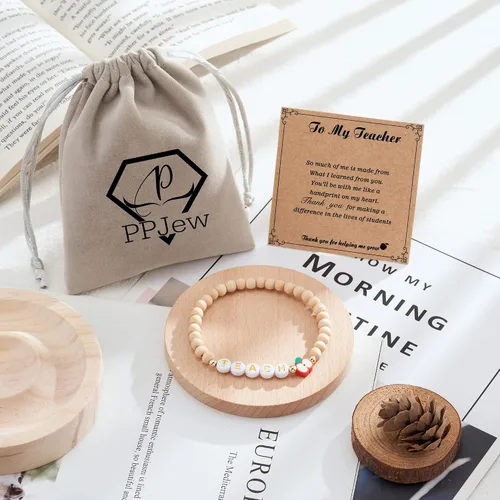 Miniatura 14 de PPJew Regalos para profesores, pulsera elástica de manzana para mujeres/hombres, regalos del día del maestro de parte de estudiantes