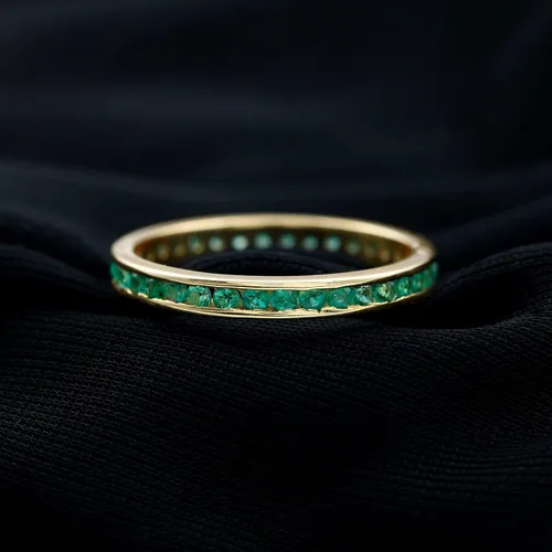 Miniatura 2 de 1.50 Cttw Natural Emerald Full Eternity Band Ring in Channel Set (May Birthstone, AAA Quality), 14K Solid Gold