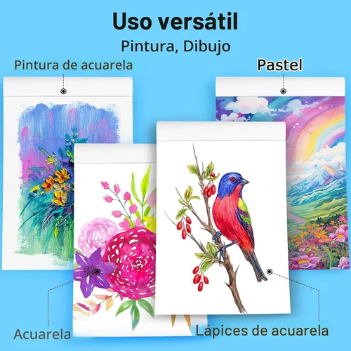 Miniatura 5 de Hapikalor Bloc de Papel de Acuarela, Papel de Acuarela de 9"x12", Libro de Papel de Dibujo y Pintura de Artista de 140lb/300gsm, Suministros de Arte