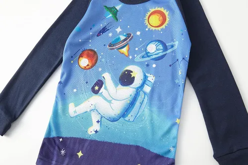 Miniatura 3 de Pijamas para niños, dinosaurio, cohete, espacio, 4 piezas, conjunto de ropa de dormir de 2 a 12 años
