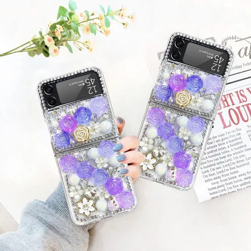 Miniatura 7 de Funda para Samsung Galaxy Z Flip 3 con purpurina, bonita funda transparente con diseño, brillante, reflectante, con destellos, cubierta de teléfono
