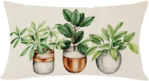 PANDICORN Fundas de almohada botánicas bohemias de primavera de 12 x 20 pulgadas, vegetación de plantas verdes, decoración de primavera y verano,
