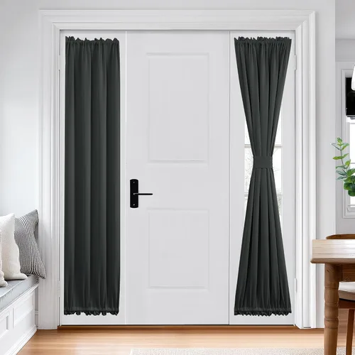 Miniatura 130 de Cortina térmica para puerta con bolsillo para barra, opacas, tratamiento de ventanas con ojales y ojales Deconovo 1 panel