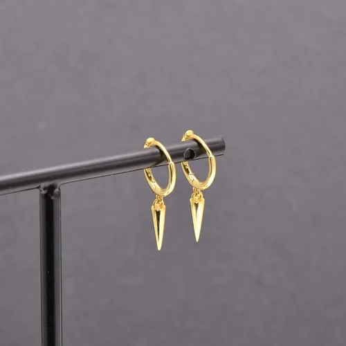 Miniatura 10 de Aretes colgantes de plata de ley 925 con pequeños aretes redondos