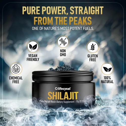 Miniatura 4 de Lifecykel - Resina Shilajit pura – 0.55 onzas Suplemento Shilajit de cosecha silvestre, rico en minerales para mayor fuerza, probado por terceros