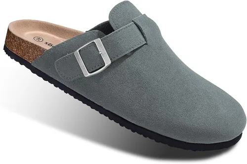 Miniatura 23 de BULLIANT Zuecos pantuflas sandalias de enfermería zapatos de trabajo para hombres y mujeres, parte superior con forro polar + plantilla de corcho