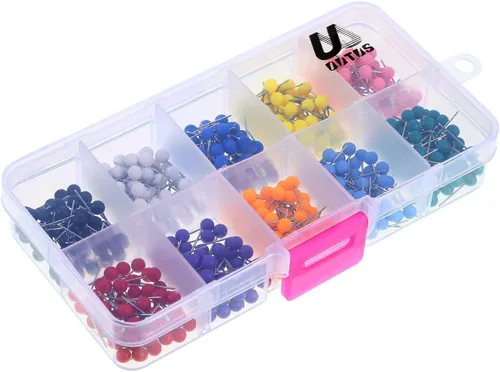 Miniatura 7 de Outus alfileres de acero con cabeza de plástico, 1/8 pulgadas, 500 unidades. Multicolor
