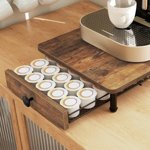 Miniatura 9 de YATINEY Soporte para cajones de cápsulas de café, cajón de cápsulas de café para taza K, organizador de almacenamiento de cápsulas de café de Rustic