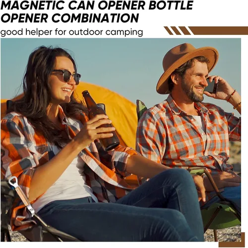 Miniatura 7 de 2 abrelatas magnéticas de botellas y latas con mango de madera, imanes de acero inoxidable para perforar latas para cervezas, bebidas, adecuado