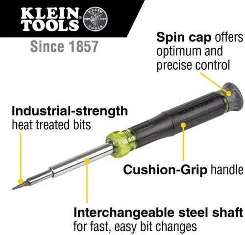 Miniatura 5 de Klein Tools 32328 y 32314 Juego de destornilladores de precisión y electrónica, 4 en 1 con Phillips de fuerza industrial y puntas ranuradas