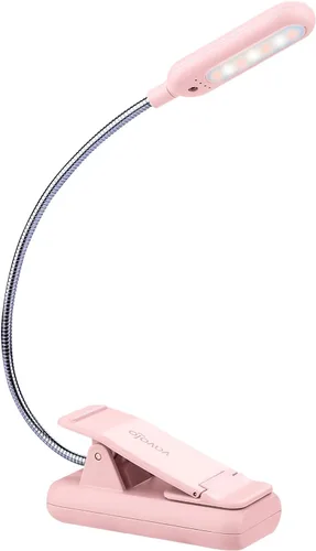 VAVOFO Luz de libro recargable, bloqueo de luz azul, luz de lectura ámbar de 1600 K, luz de lectura con clip de 1600 K, cuidado de los ojos, 7 LED,