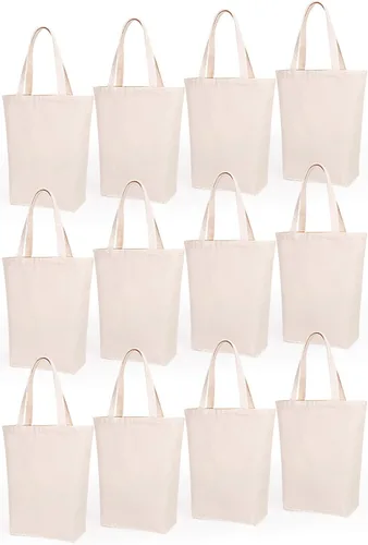 Miniatura 8 de Lily Queen - Bolsa de lona natural reutilizable para compras, Negro - Paquete de 12