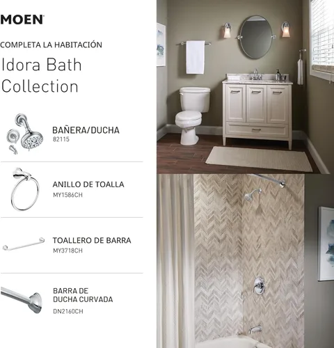 Miniatura 7 de Moen Idora - Grifo de lavabo de dos manijas con centro cromado y montaje de desagüe, 84115 Cromo