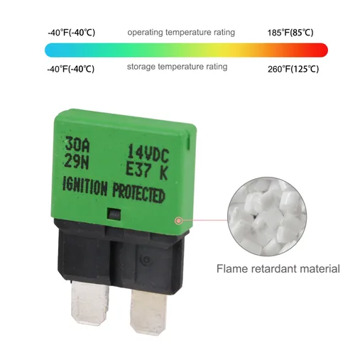 Miniatura 3 de E37 Auto (T1) Fusibles de disyuntor de reinicio automático de perfil bajo ATC/ATO - 12V DC 5A 10A 15A 20A 25A 30A (Paquete de 6 piezas mixtas)