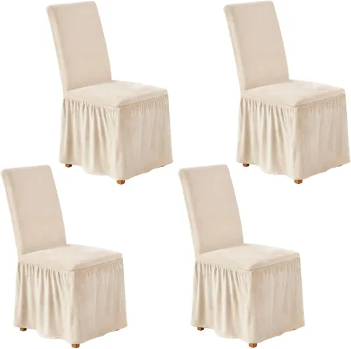 Miniatura 18 de NICEEC Fundas de silla de elastano para sillas de comedor, juego de 6 fundas de sillas de comedor extraíbles con falda, fundas de silla de comedor