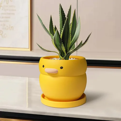 Miniatura 11 de GeLive Maceta de Cerámica para Suculentas de Pájaro Blanco, Maceta para Plantas de Animales, Florero, Caja de Alféizar de Ventana para Bonsái