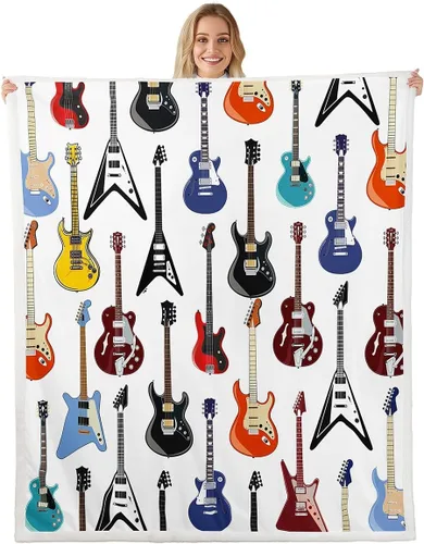 Miniatura 19 de Cowboy Boots Blanket Bohemia Musical Guitar Throw Blanket for Kids Western Rustic Cowgirl Super Soft Wrinkle Sherpa Blanket Music Notes Print 40x50
