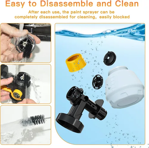 Miniatura 6 de Pulverizador de pintura inalámbrico para batería Dewalt de 20 V MAX, pistola de pintura en aerosol HVLP con motor sin escobillas y 4 boquillas