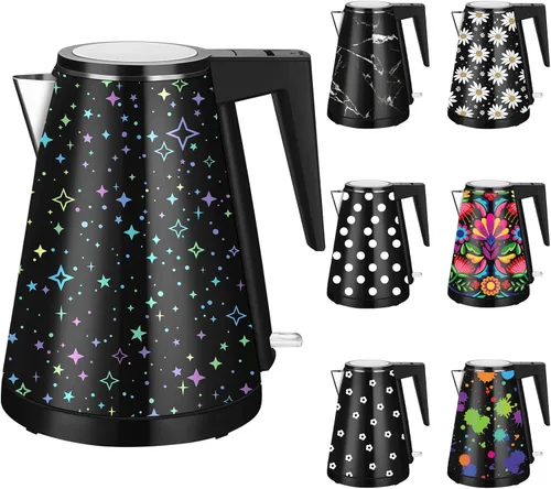 Miniatura 16 de Hervidor de agua interior de acero inoxidable de doble pared de 1.2L, inalámbrico, 1000 W de ebullición rápida con luz LED, cafetera y tetera